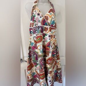 Tahari Halter Paisley Print Dress